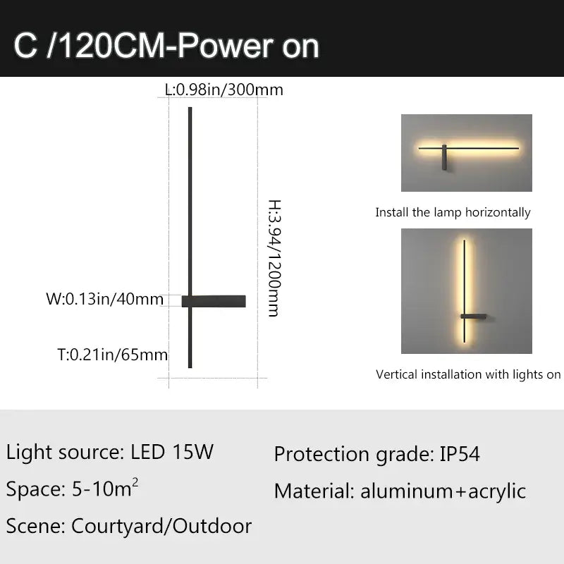 Modern minimalist black aluminum outdoor wall sconce – porch light