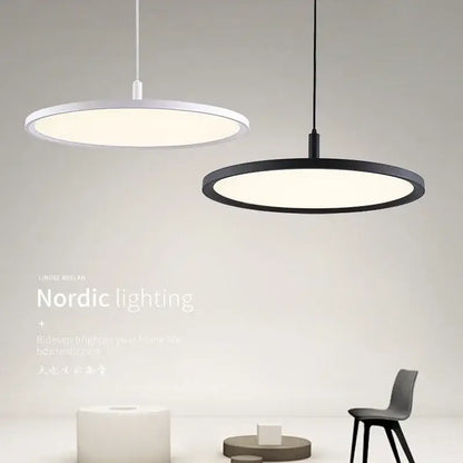 Minimalist black & white aluminum pendant light dining room led ring