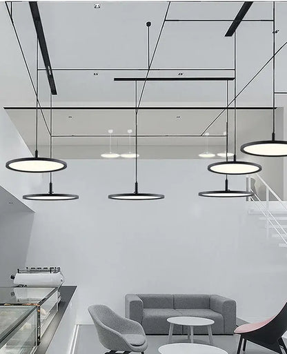 Minimalist black & white aluminum pendant light dining room led ring