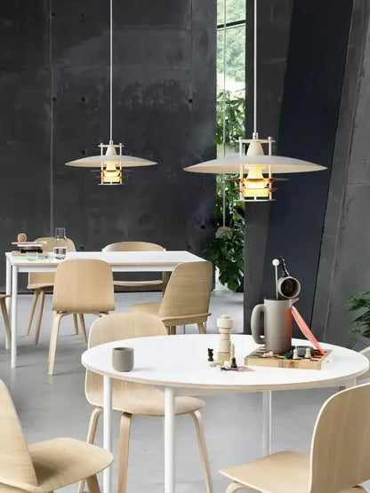 Modern white & copper aluminum pendant lights for kitchen island