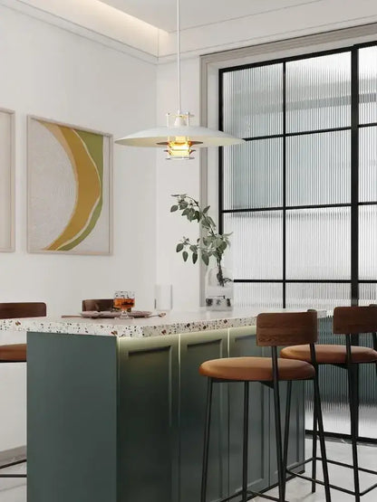 Modern white & copper aluminum pendant lights for kitchen island