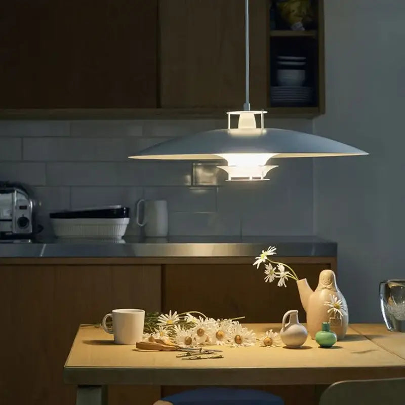 Modern white & copper aluminum pendant lights for kitchen island