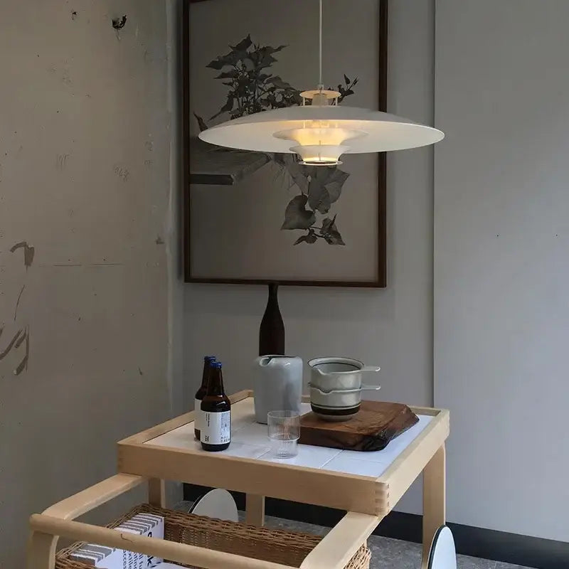 Modern white & copper aluminum pendant lights for kitchen island