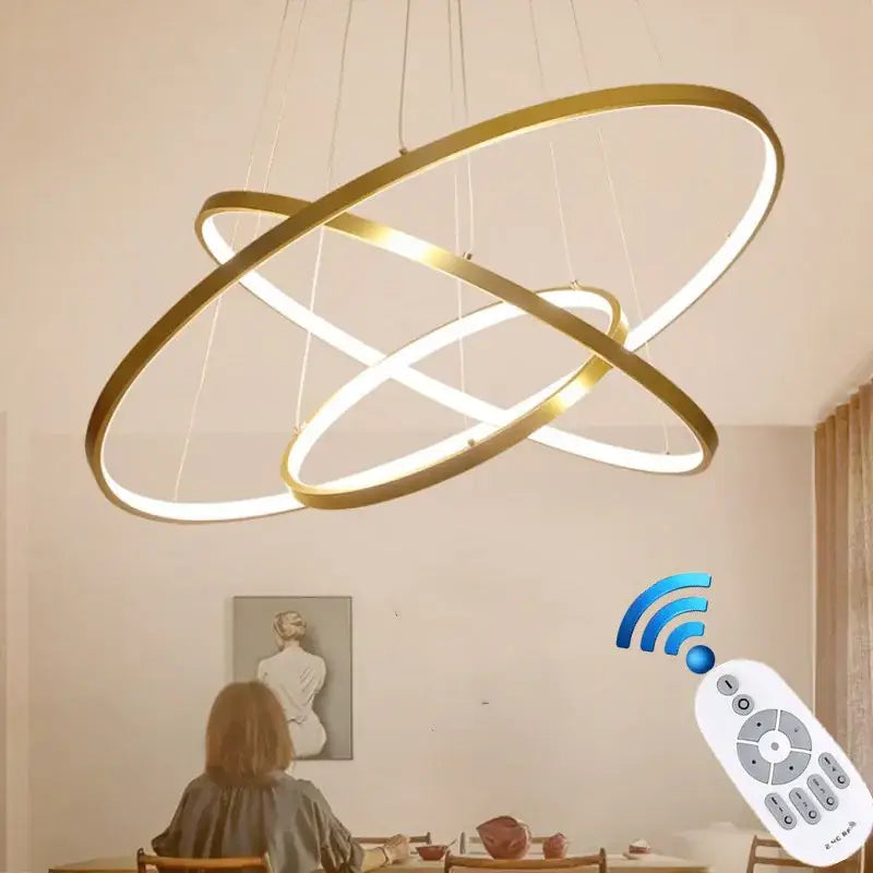 Modern gold aluminum ring chandelier for kitchen and living room
