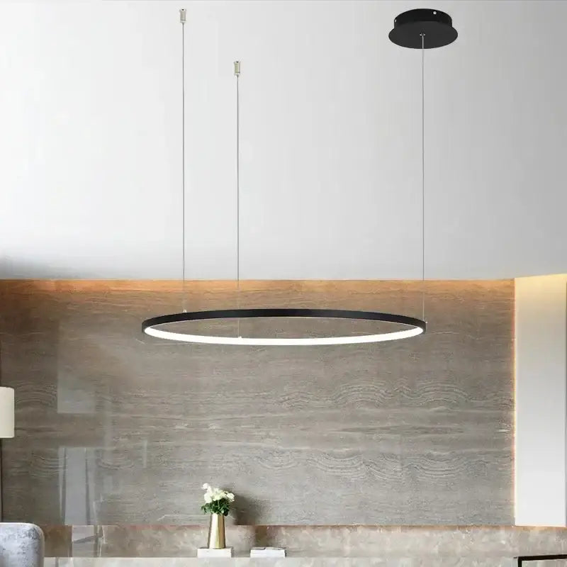 Modern black aluminum rings led pendant light dining room