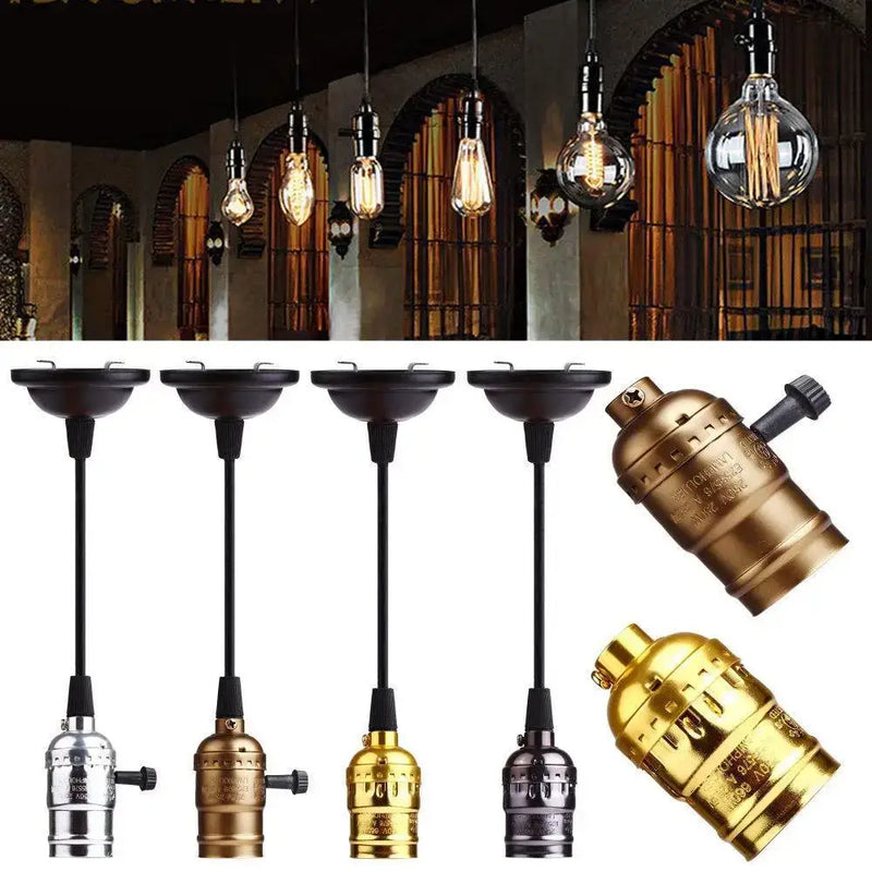 Retro vintage brass & nickel e27 screw bulb holder living room light