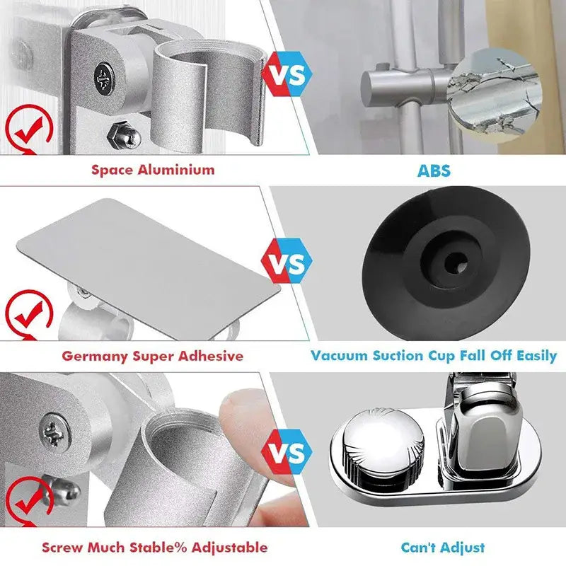 Modern silver aluminum showerhead holder bathroom wall hook