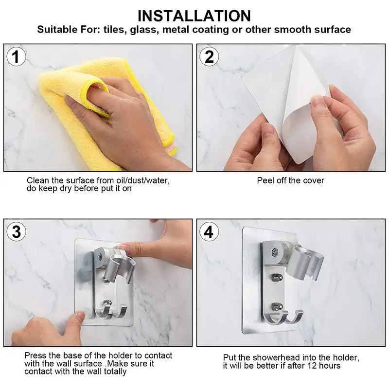 Modern silver aluminum showerhead holder bathroom wall hook
