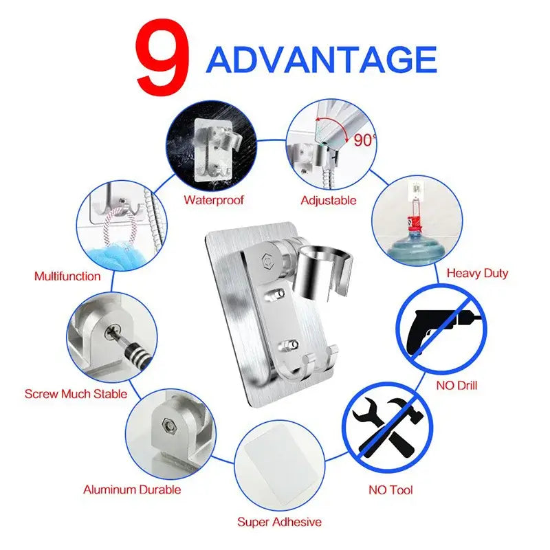 Modern silver aluminum showerhead holder bathroom wall hook