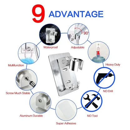 Modern silver aluminum showerhead holder bathroom wall hook