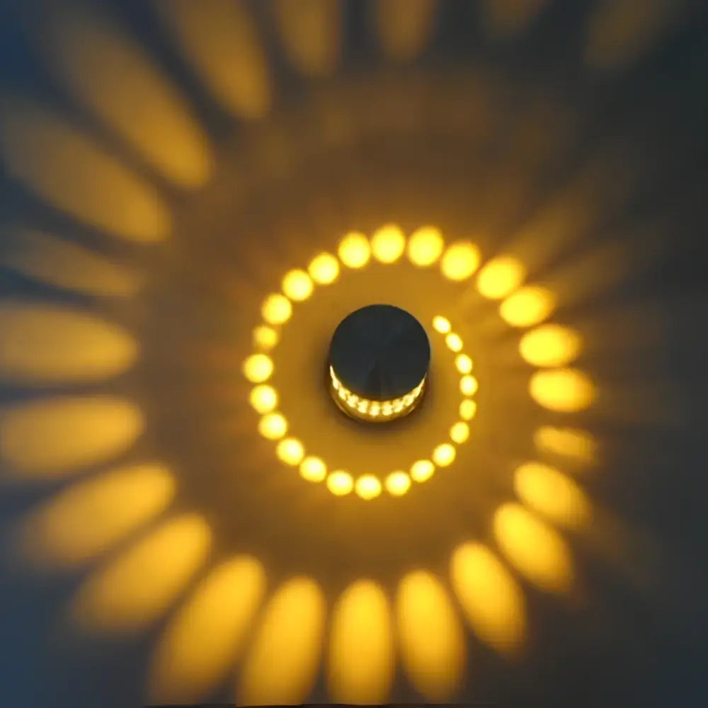 Blue aluminum spiral led wall lamp for bedroom circular light patterns