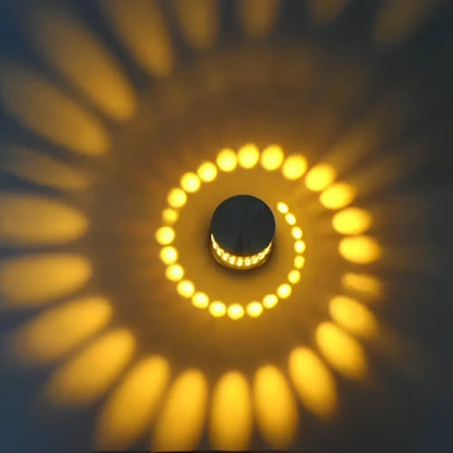 Blue aluminum spiral led wall lamp for bedroom circular light patterns