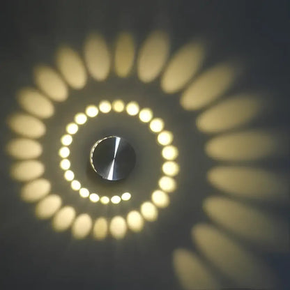 Blue aluminum spiral led wall lamp for bedroom circular light patterns