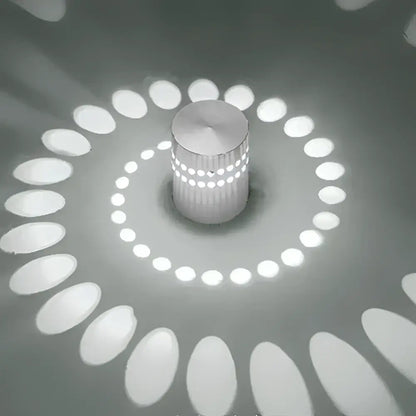 Blue aluminum spiral led wall lamp for bedroom circular light patterns