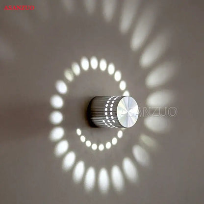 Blue aluminum spiral led wall lamp for bedroom circular light patterns