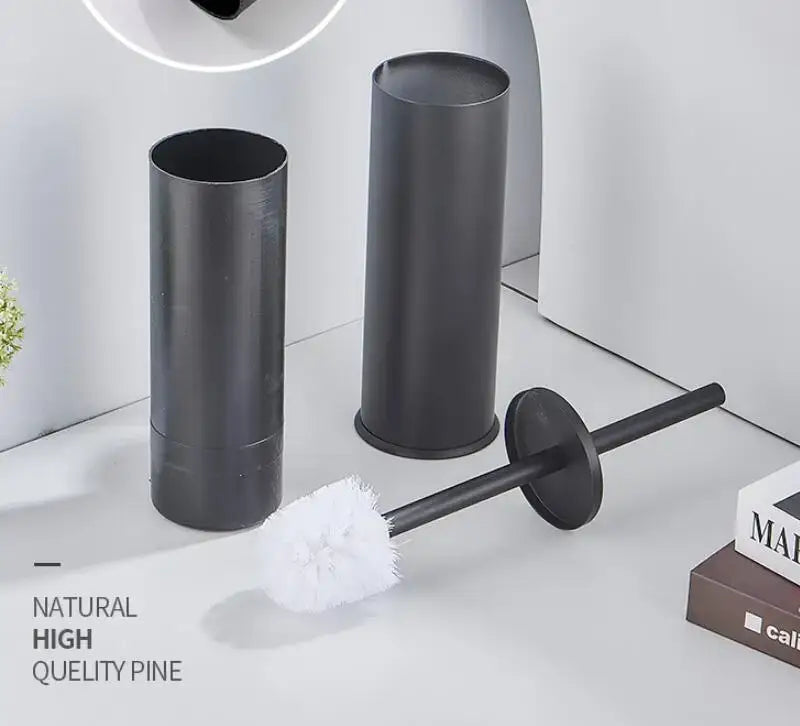 Matte black aluminum toilet brush holder set bathroom hardware