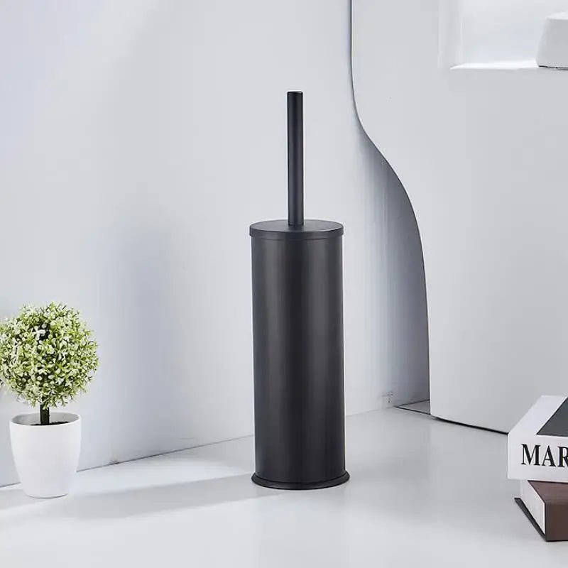 Matte black aluminum toilet brush holder set bathroom hardware