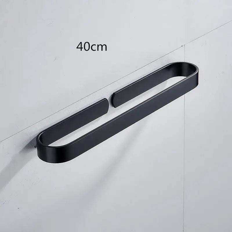 Modern matte black aluminum towel holder bathroom wall rack