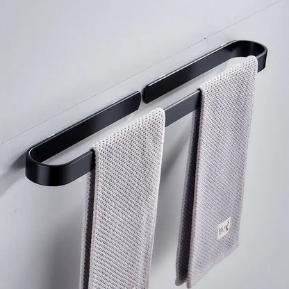 Modern matte black aluminum towel holder bathroom wall rack