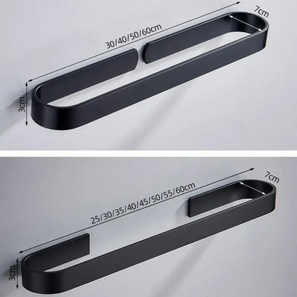 Modern matte black aluminum towel holder bathroom wall rack