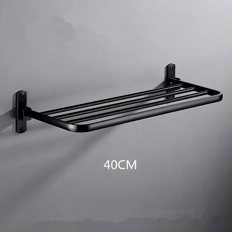Modern movable aluminum towel rack black & white bathroom holder