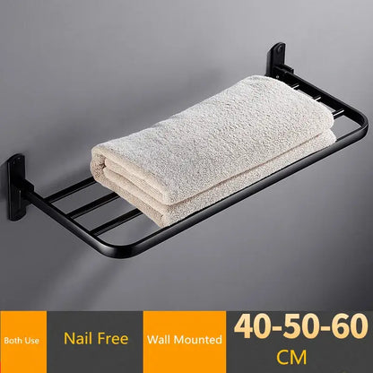 Modern movable aluminum towel rack black & white bathroom holder