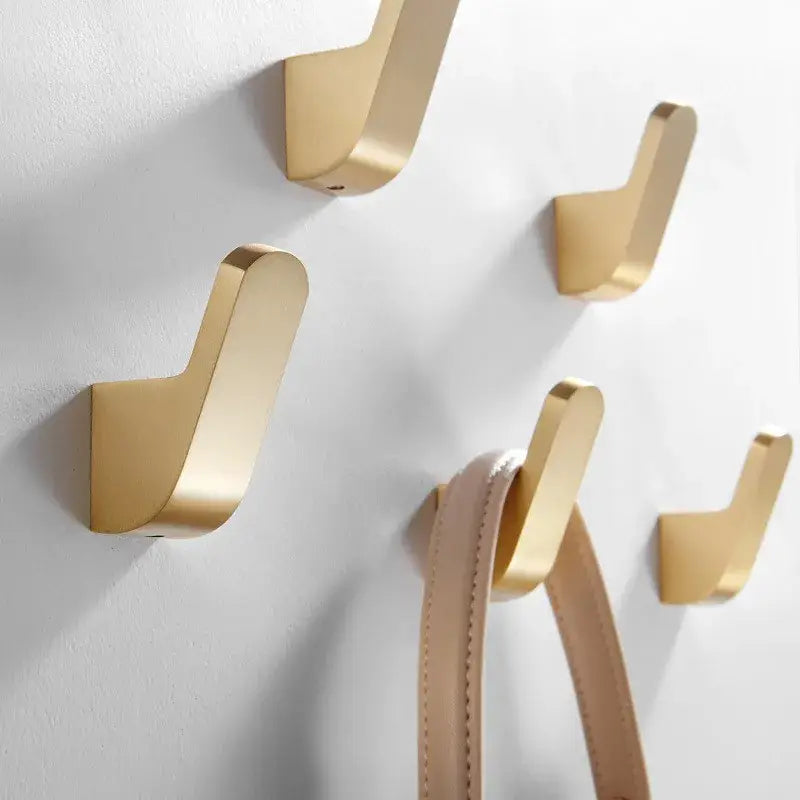 Minimalist brushed gold robe hook set for bathroom and kitchen