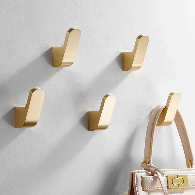 Minimalist brushed gold robe hook set for bathroom and kitchen