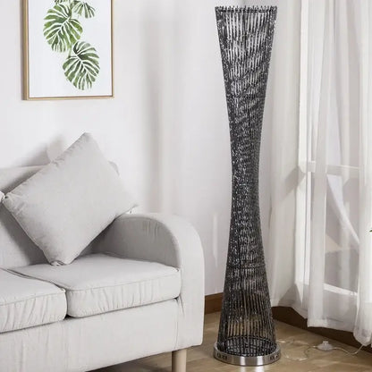 Modern silver twisted aluminum tower floor lamp living room led light