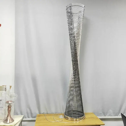 Modern twisted silver aluminum tower floor lamp living room light