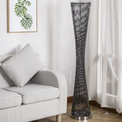Modern twisted silver aluminum tower floor lamp living room light