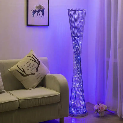 Modern twisted silver aluminum tower floor lamp living room light