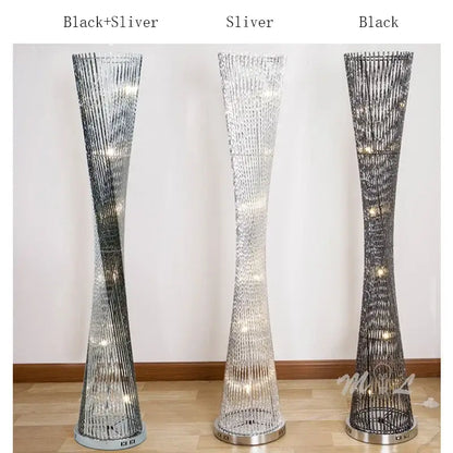 Modern silver aluminum tower floor lamp living room led light