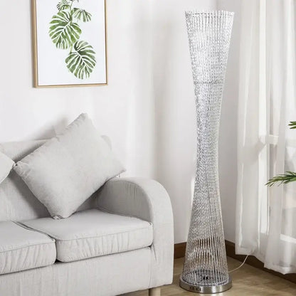 Modern silver aluminum tower floor lamp living room led light