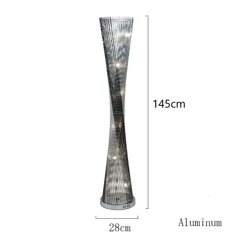 Modern silver aluminum tower floor lamp living room led light