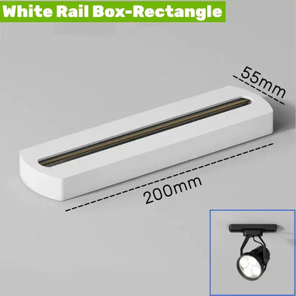 Modern black & white aluminum track rail lighting – living room system