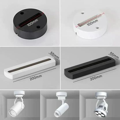 Modern black & white aluminum track rail lighting – living room system