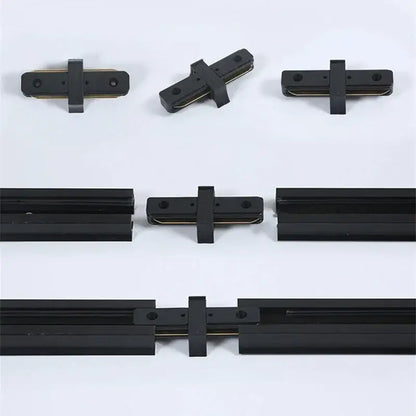 Modern black & white aluminum track rail lighting – living room system