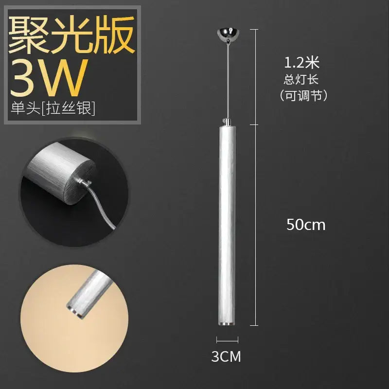 Modern brushed gold & silver aluminum tube pendant light dining room
