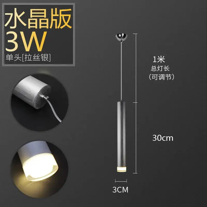 Modern brushed gold & silver aluminum tube pendant light dining room