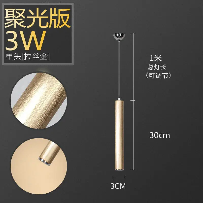 Modern brushed gold & silver aluminum tube pendant light dining room