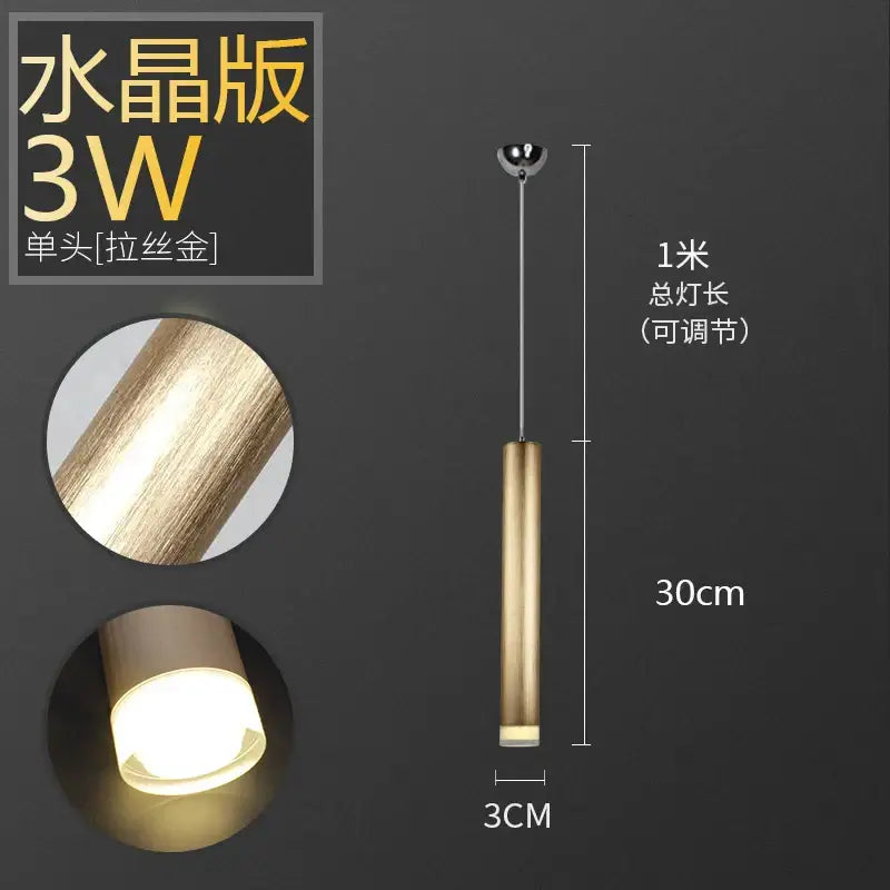 Modern brushed gold & silver aluminum tube pendant light dining room