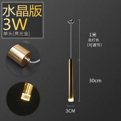 Modern brushed gold & silver aluminum tube pendant light dining room