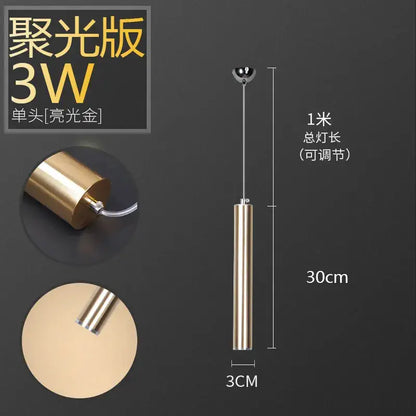 Modern brushed gold & silver aluminum tube pendant light dining room