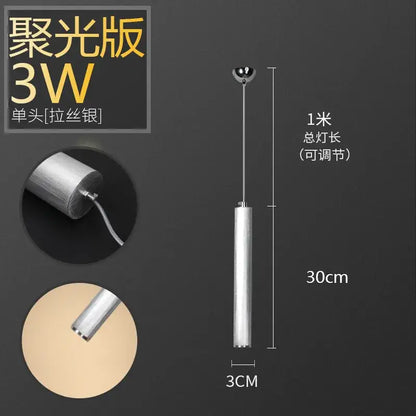 Modern brushed gold & silver aluminum tube pendant light dining room
