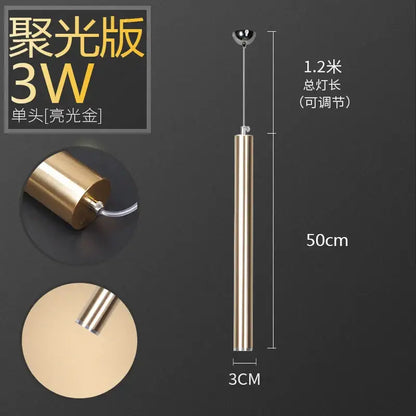 Modern brushed gold & silver aluminum tube pendant light dining room