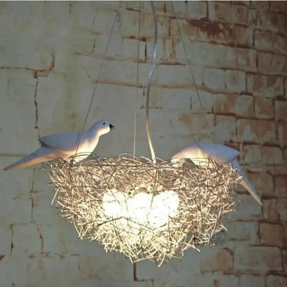 Modern woven aluminum nest pendant light for dining room