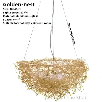 Modern woven aluminum nest pendant light for dining room