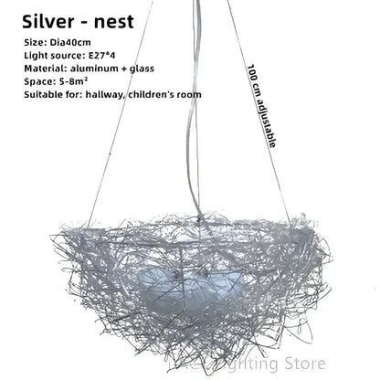 Modern woven aluminum nest pendant light for dining room