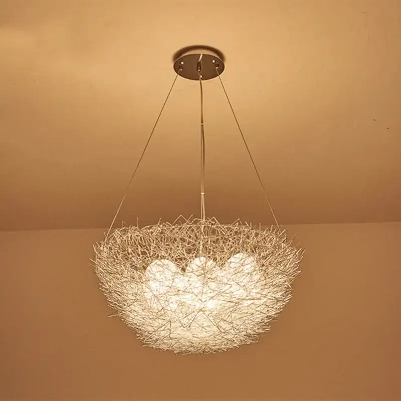 Modern woven aluminum nest pendant light for dining room